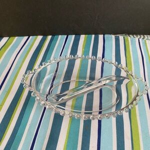 1950s Candlewick Oval Relish plate with Divider. EUC vintage clear glass